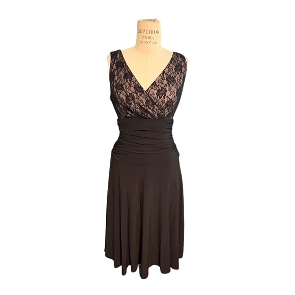 Chaps Dresses & Skirts - Chaps Black Lace V-Neck Cocktail Dress Med Whimsigoth Party Wedding Guest Glam